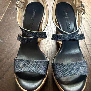 Jimmy Choo Navy and Silver  Espadrille Sandals